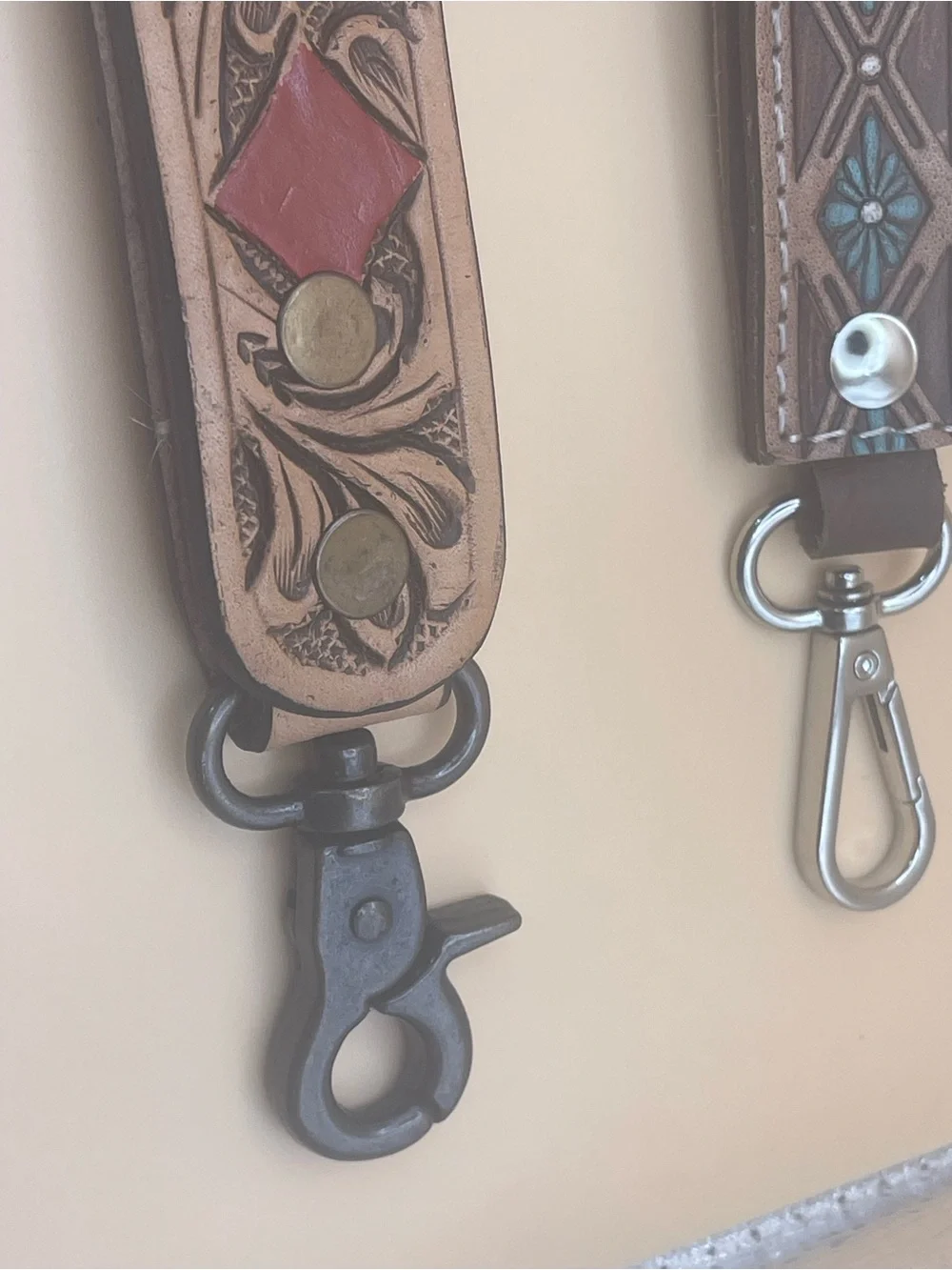 NWOT 2 Western Tooled Wristlet Keychains Poker Turquoise Floral